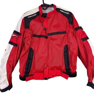 Teknic Supervent Jacket Mens 42 Red Mesh Motorcycle Riding Textile Armored Bike